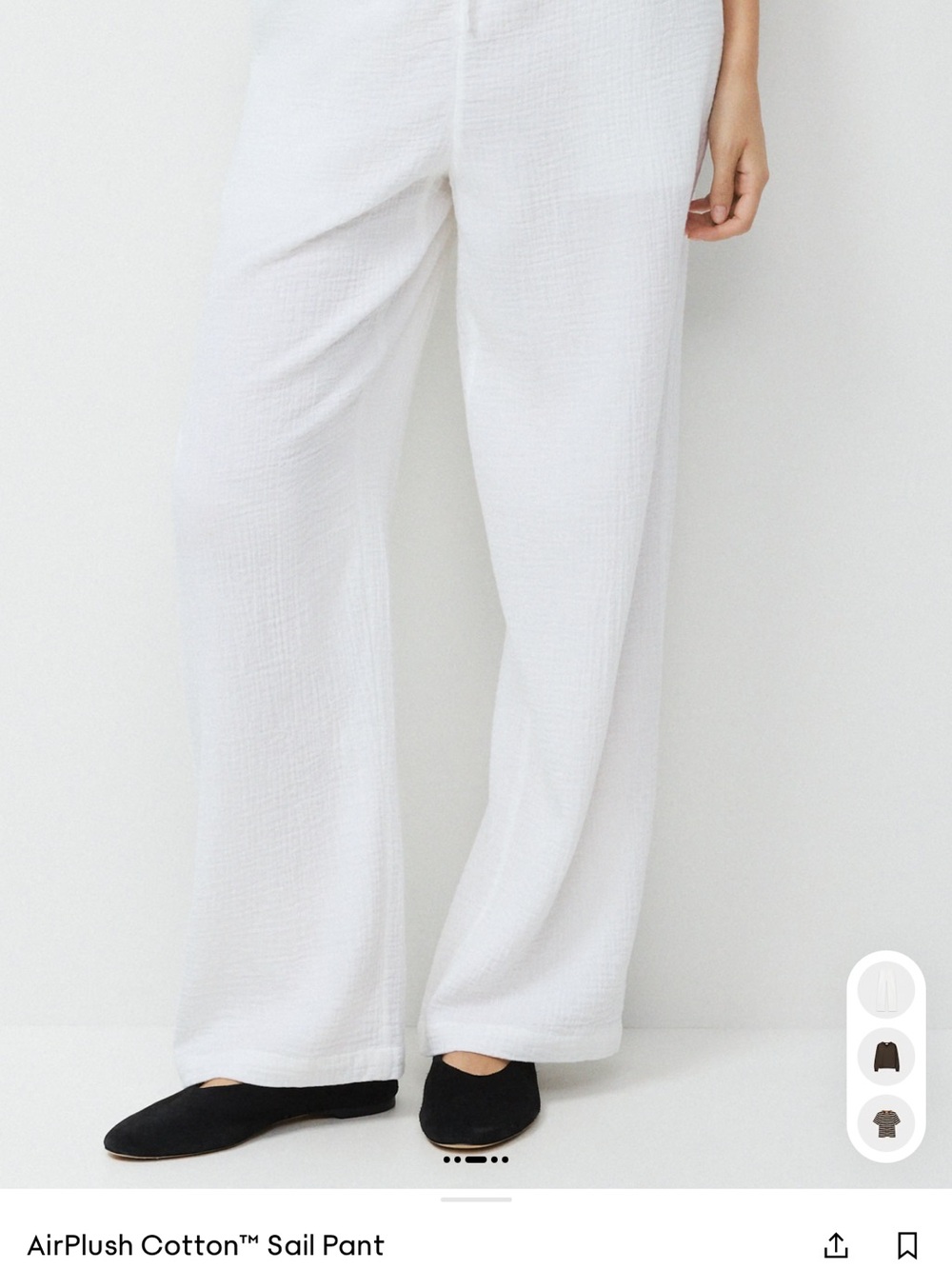 Aritzia Wide-Leg Cotton Sail Pant - White